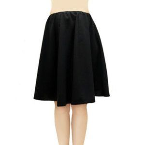 Black Mini Skirt, Knee-length, Crepe de chine, Elastic Waist. Size L. New